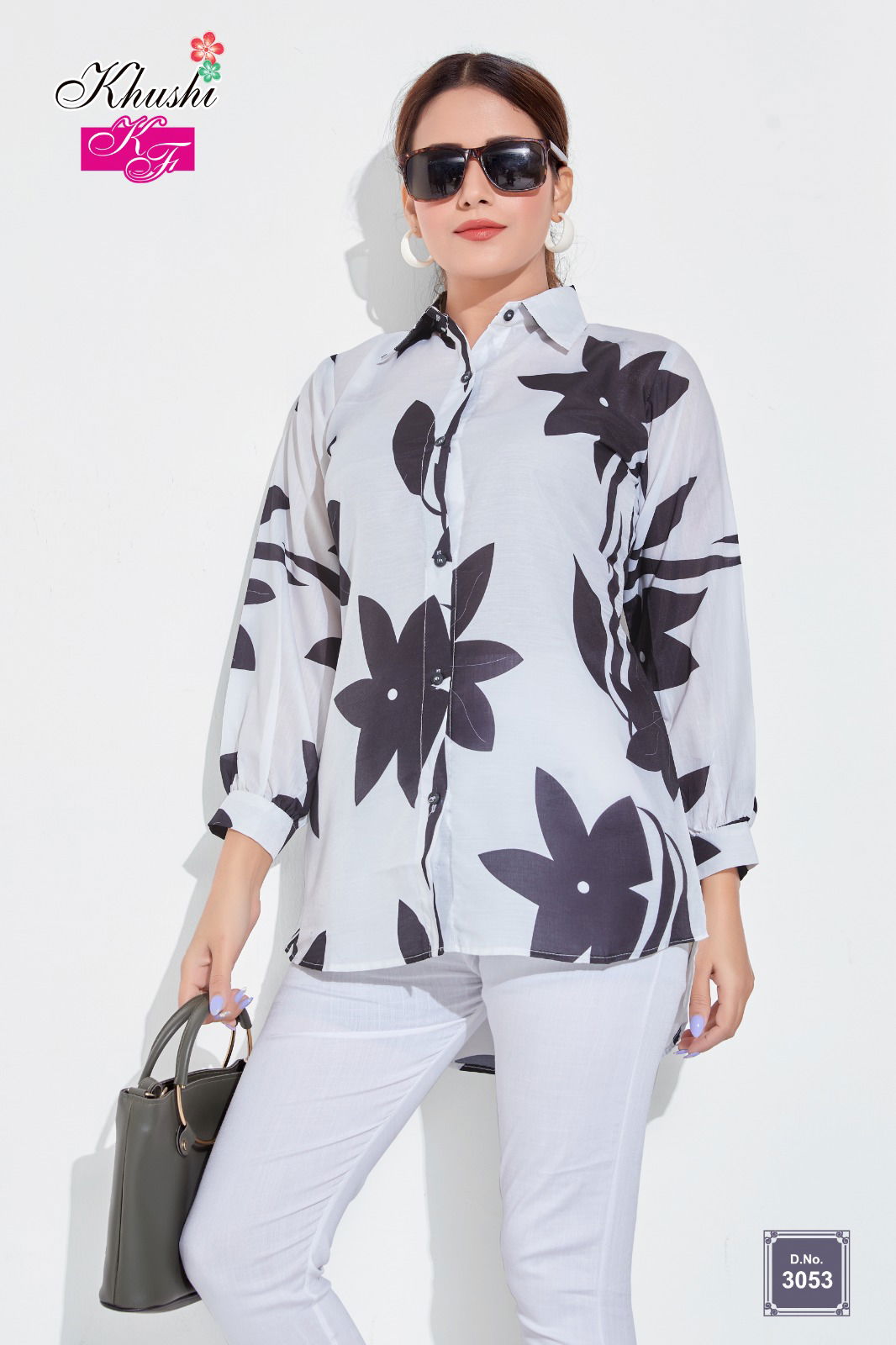 Designer Printed Office Wear Ladies Shirt Catalog